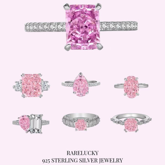 RareLucky Pink Ice-Cut CZ Rings