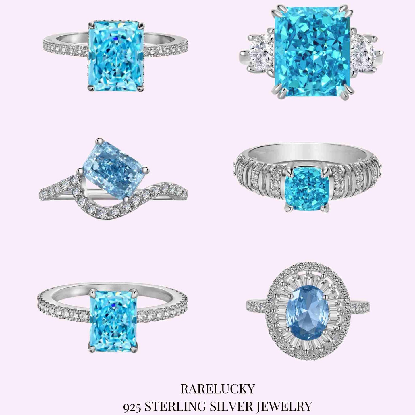 RareLucky Blue Reverie S925 Sterling Silver Ring Collection