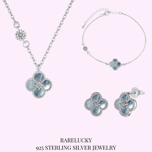 RareLucky Silver Mist Clover S925 Sterling Silver Jewelry Set