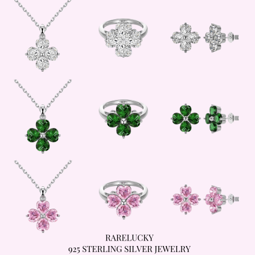 RareLucky Heartwish Clover S925 Sterling Silver Jewelry Set