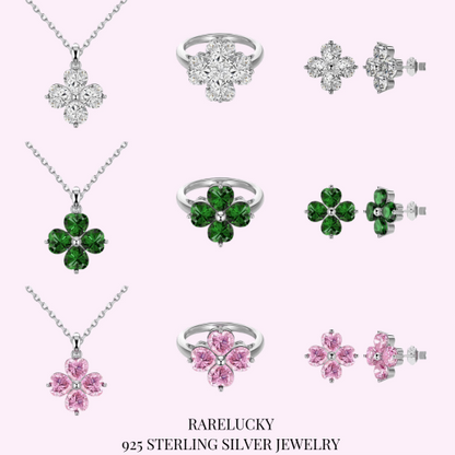 RareLucky Heartwish Clover S925 Sterling Silver Jewelry Set