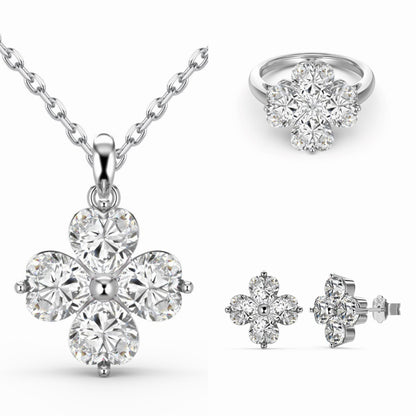 RareLucky Heartwish Clover S925 Sterling Silver Jewelry Set