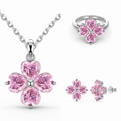 RareLucky Heartwish Clover S925 Sterling Silver Jewelry Set