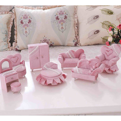RareLucky Pink Velvet Furniture Jewelry Boxes – 7 Styles & Full Set