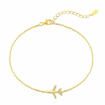 RareLucky Airplane Travel S925 Sterling Silver Jewelry Set