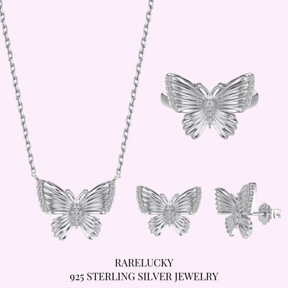 RareLucky Butterfly S925 Sterling Silver Jewelry Set