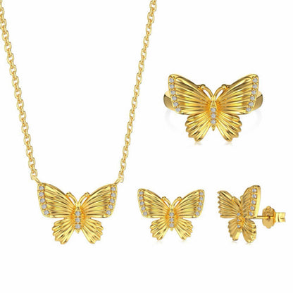 RareLucky Butterfly S925 Sterling Silver Jewelry Set