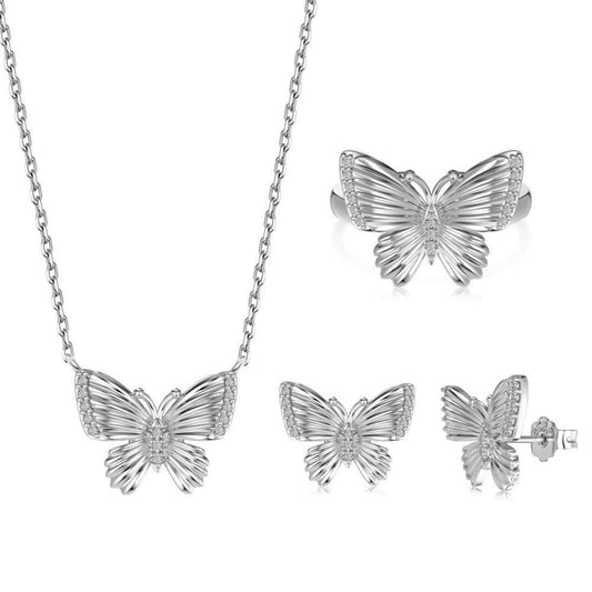 RareLucky Butterfly S925 Sterling Silver Jewelry Set