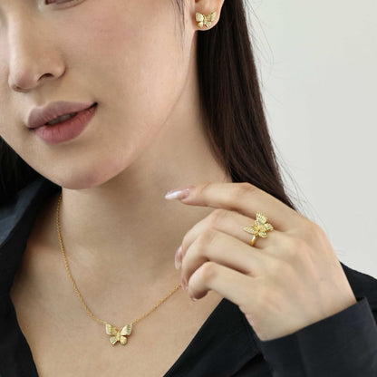 RareLucky Butterfly S925 Sterling Silver Jewelry Set