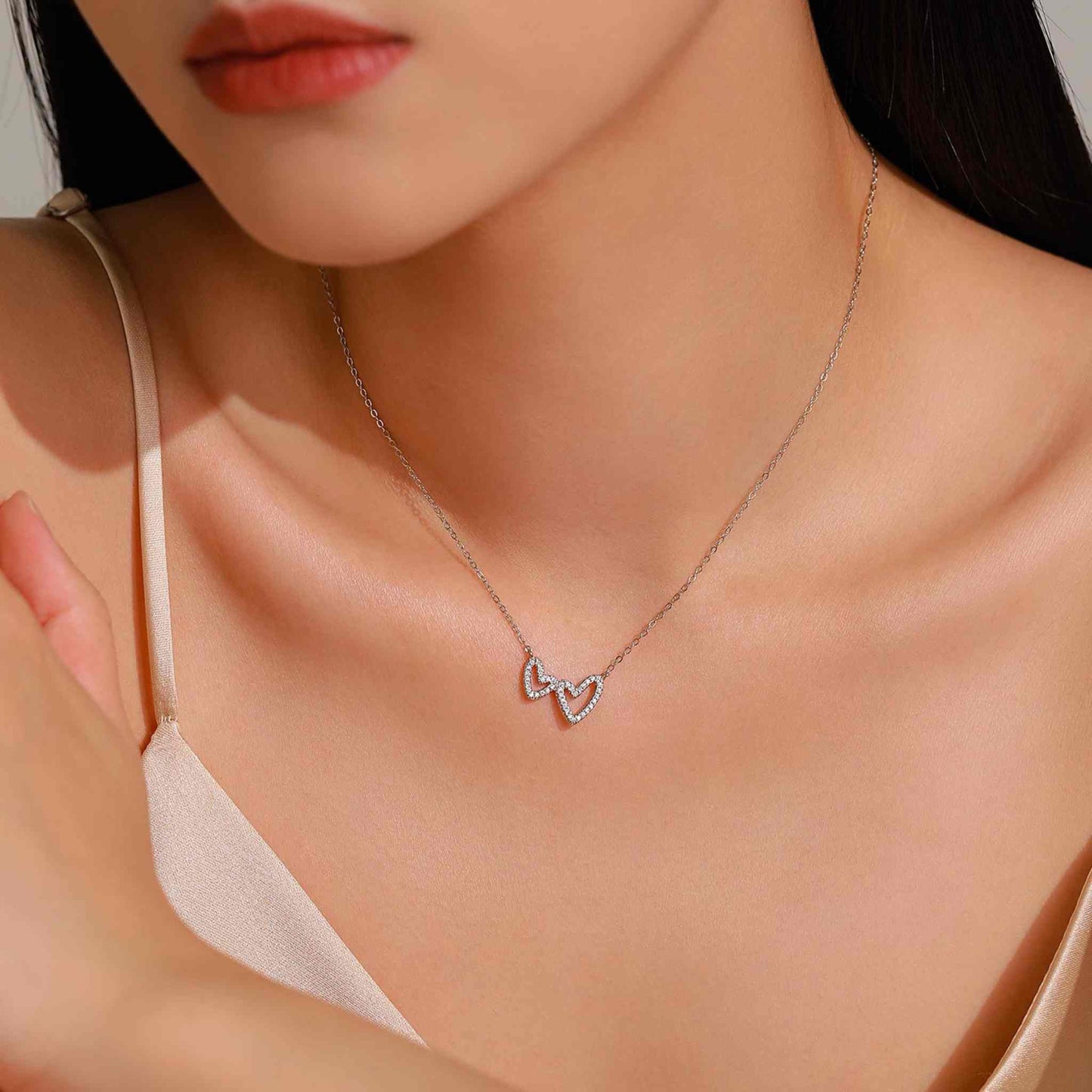 RareLucky Double Heart S925 Sterling Silver Jewelry Set