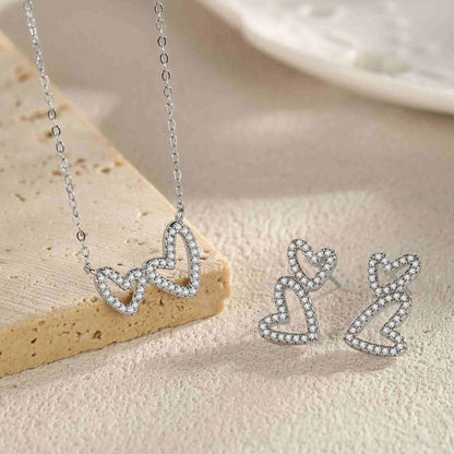 RareLucky Double Heart S925 Sterling Silver Jewelry Set