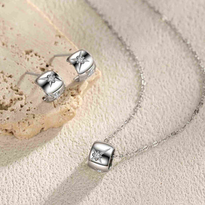 RareLucky Star & Moon Plaque S925 Sterling Silver Jewelry Set
