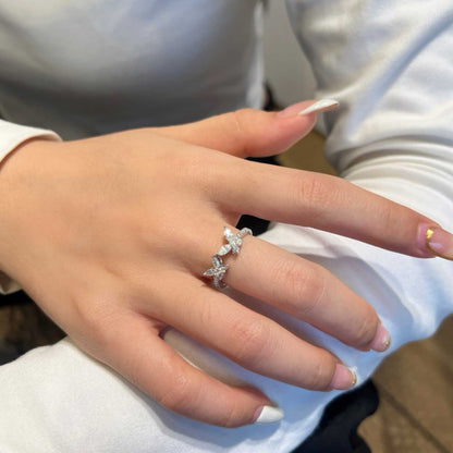 RareLucky Double Butterfly Moissanite  Adjustable Ring