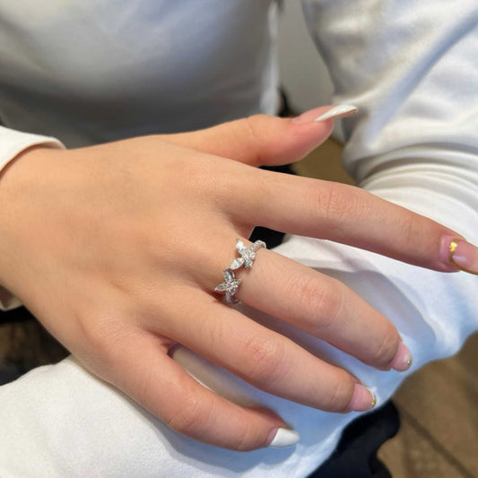 RareLucky Double Butterfly Moissanite  Adjustable Ring
