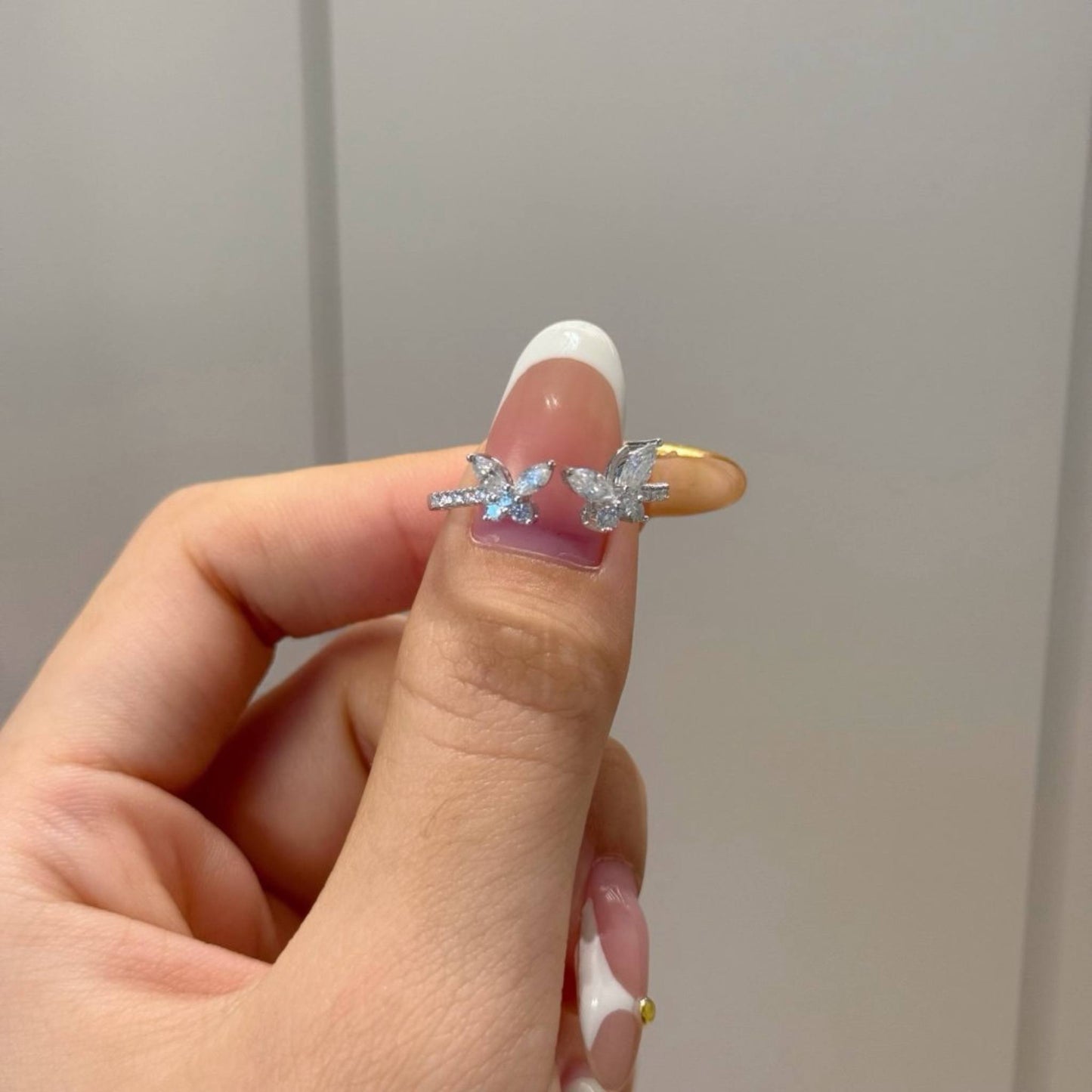 RareLucky Double Butterfly Moissanite  Adjustable Ring