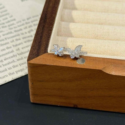 RareLucky Double Butterfly Moissanite  Adjustable Ring