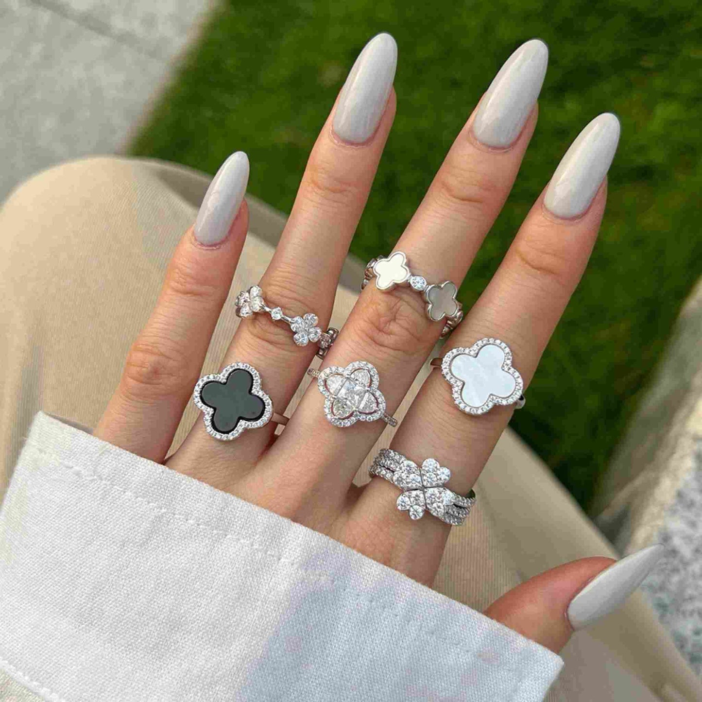 RareLucky Adjustable Clover Rings
