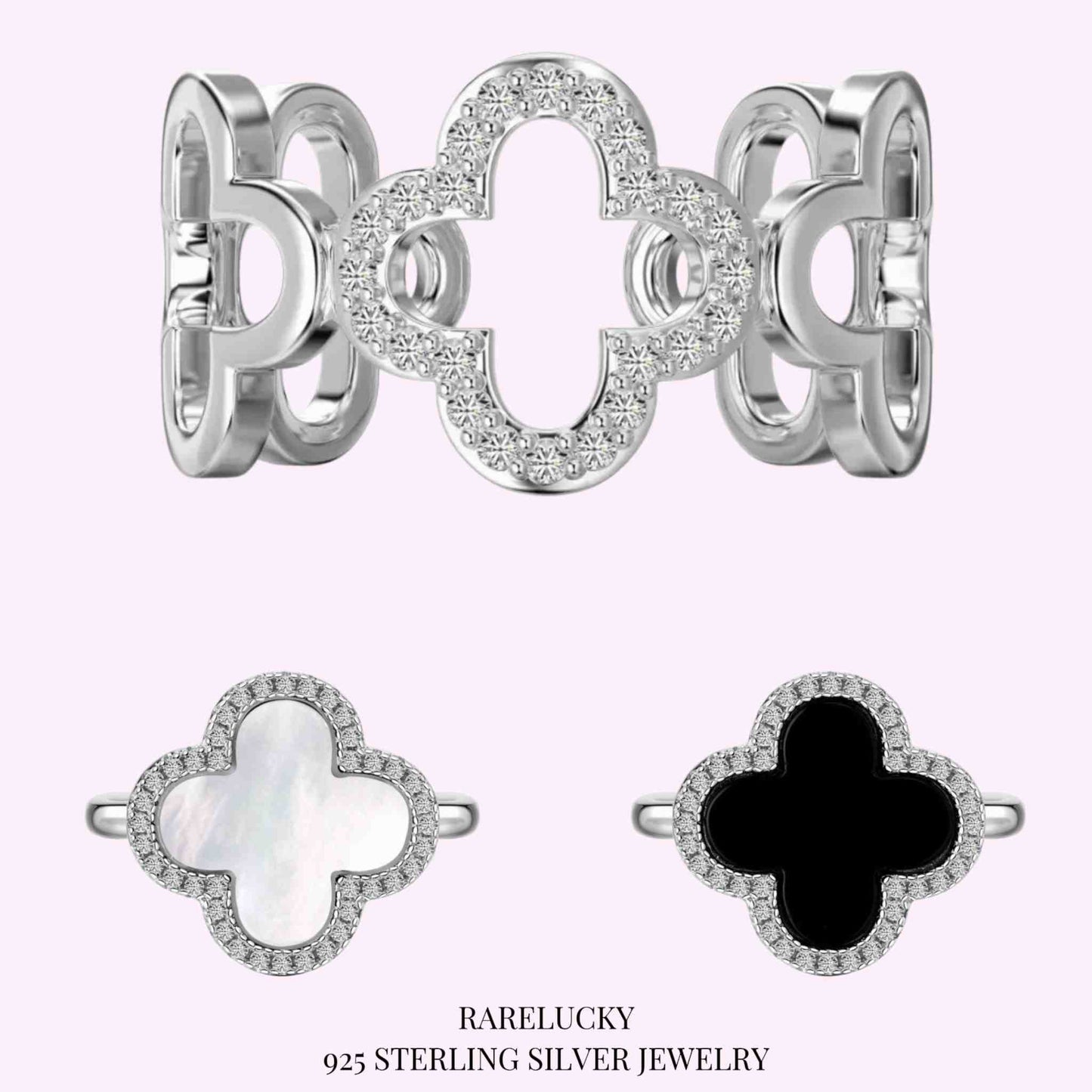 RareLucky Adjustable Clover Rings