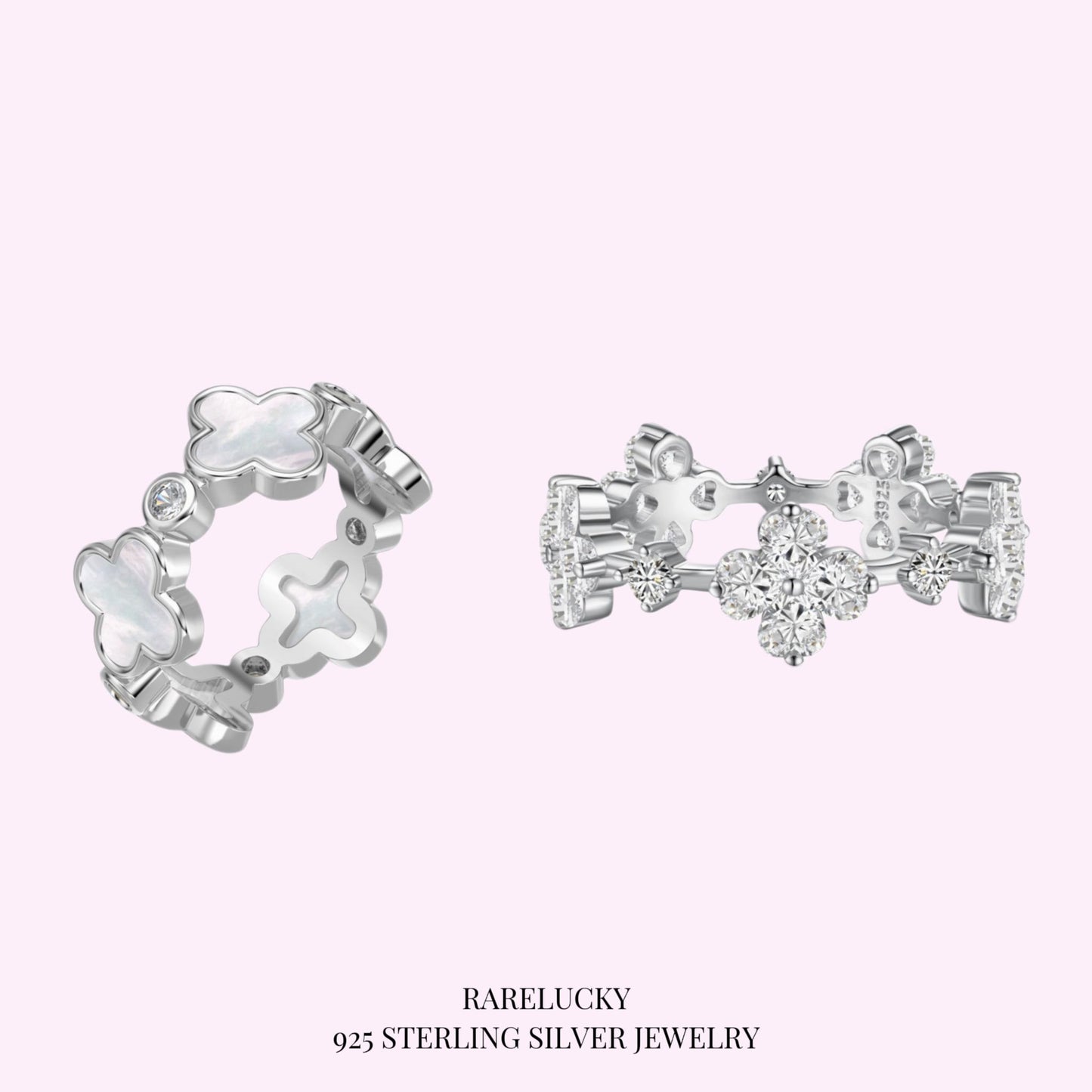 RareLucky Clover Band Rings