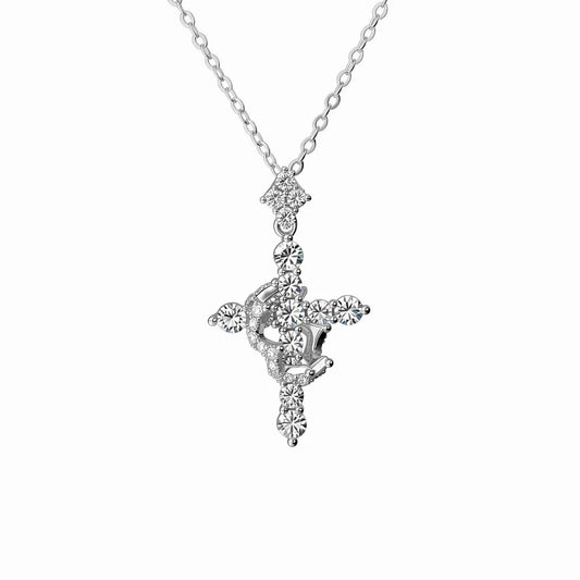 RareLucky Crowned Cross Moissanite Necklace
