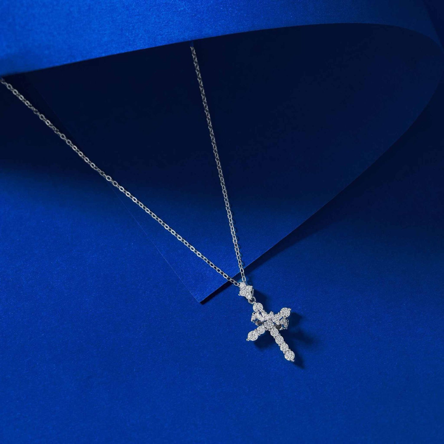RareLucky Crowned Cross Moissanite Necklace