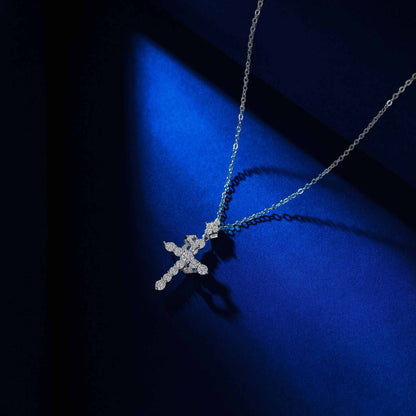 RareLucky Crowned Cross Moissanite Necklace