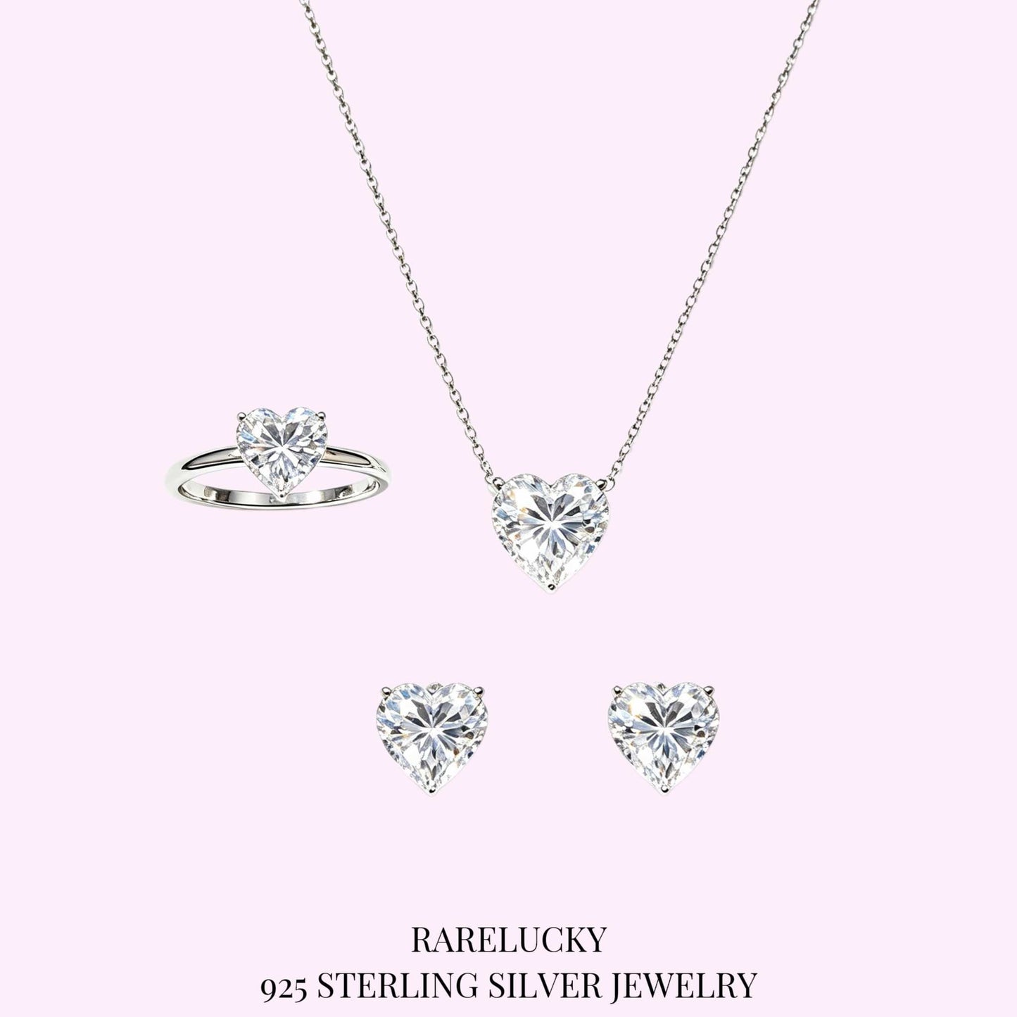 RareLucky Heart Moissanite Jewelry Set