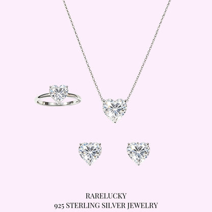 RareLucky Heart Moissanite Jewelry Set