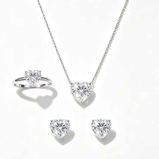 RareLucky Heart Moissanite Jewelry Set