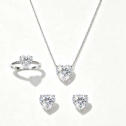 RareLucky Heart Moissanite Jewelry Set