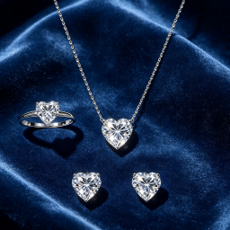 RareLucky Heart Moissanite Jewelry Set