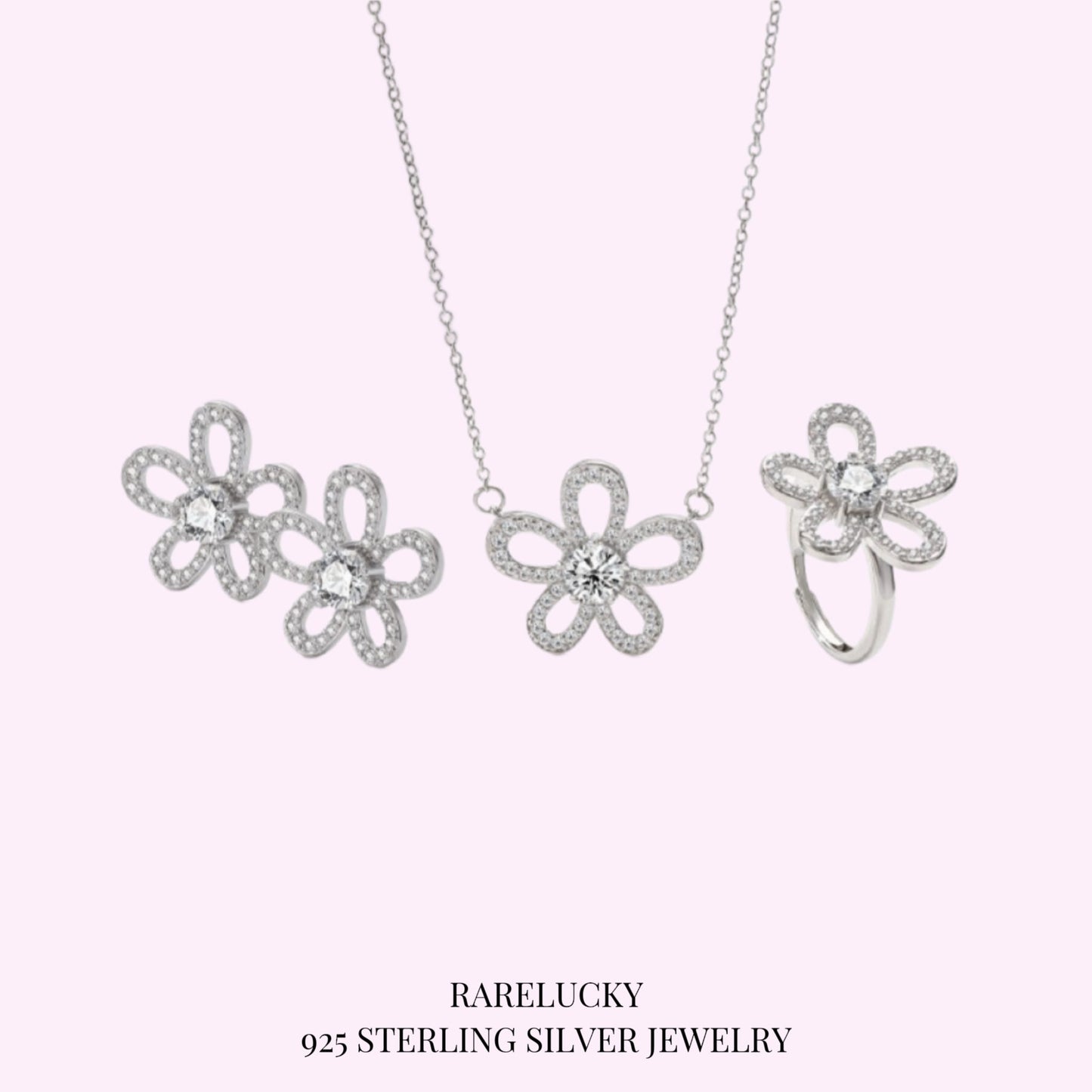 RareLucky Openwork Bloom Moissanite Set