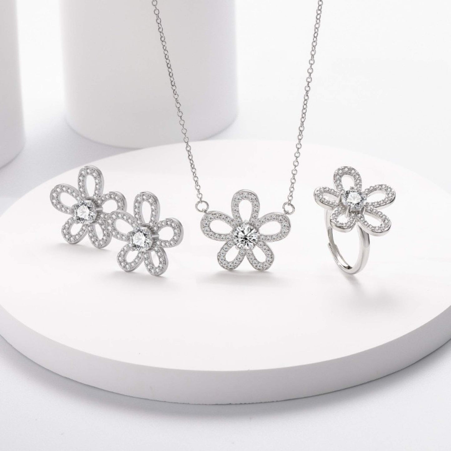 RareLucky Openwork Bloom Moissanite Set