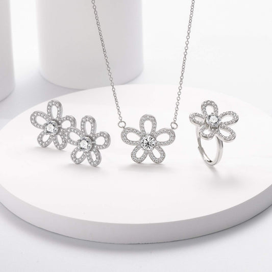 RareLucky Openwork Bloom Moissanite Set
