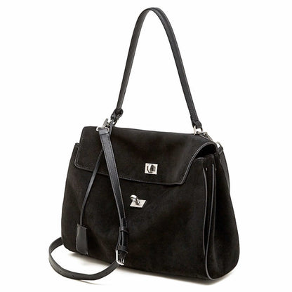 Vintage Suede-Finish Leather Satchel Bag