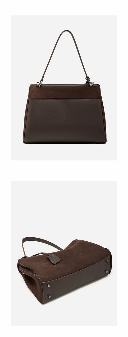Vintage Suede-Finish Leather Satchel Bag