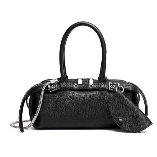 Small Leather Pillow Boston Bag
