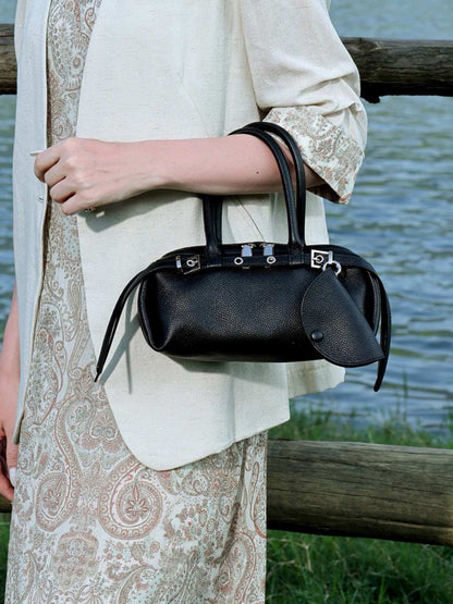 Small Leather Pillow Boston Bag