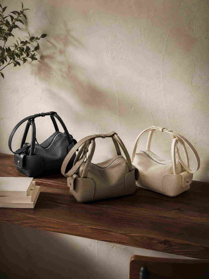 Top-Grain Cowhide Bowling Boston Bag