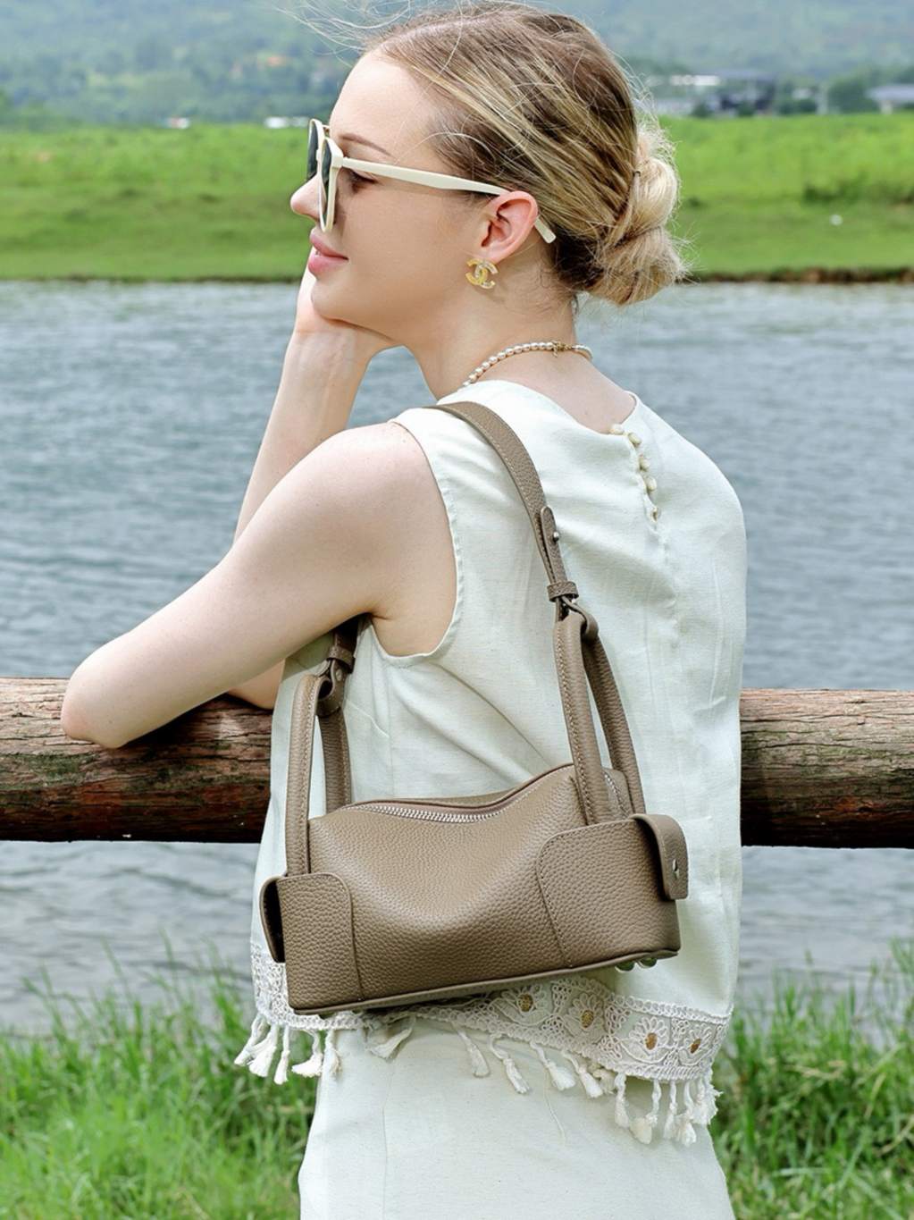 Top-Grain Cowhide Bowling Boston Bag