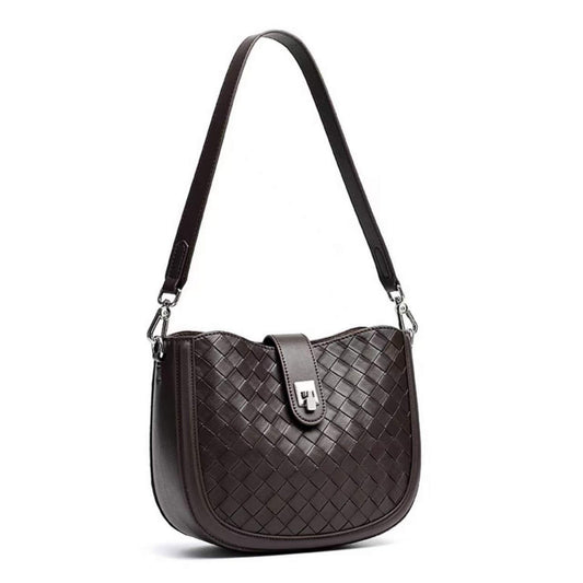 Woven Leather Saddle Shoulder Bag