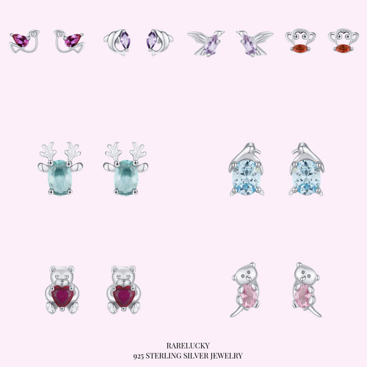 RareLucky Colorful Animal Stud Earrings