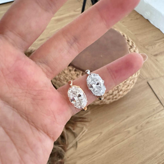 RareLucky Oval Moissanite Bamboo Ring