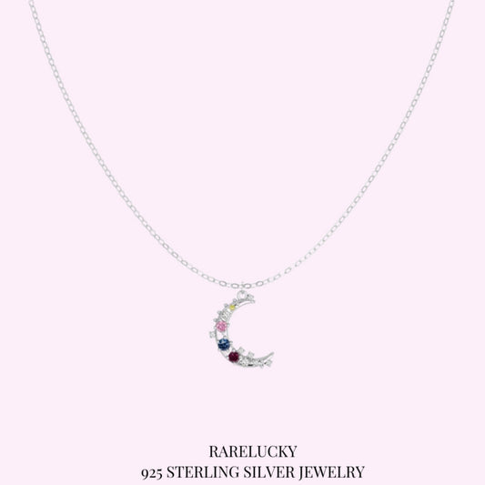 RareLucky Rainbow Crescent Moon Necklace