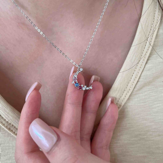 RareLucky Rainbow Crescent Moon Necklace