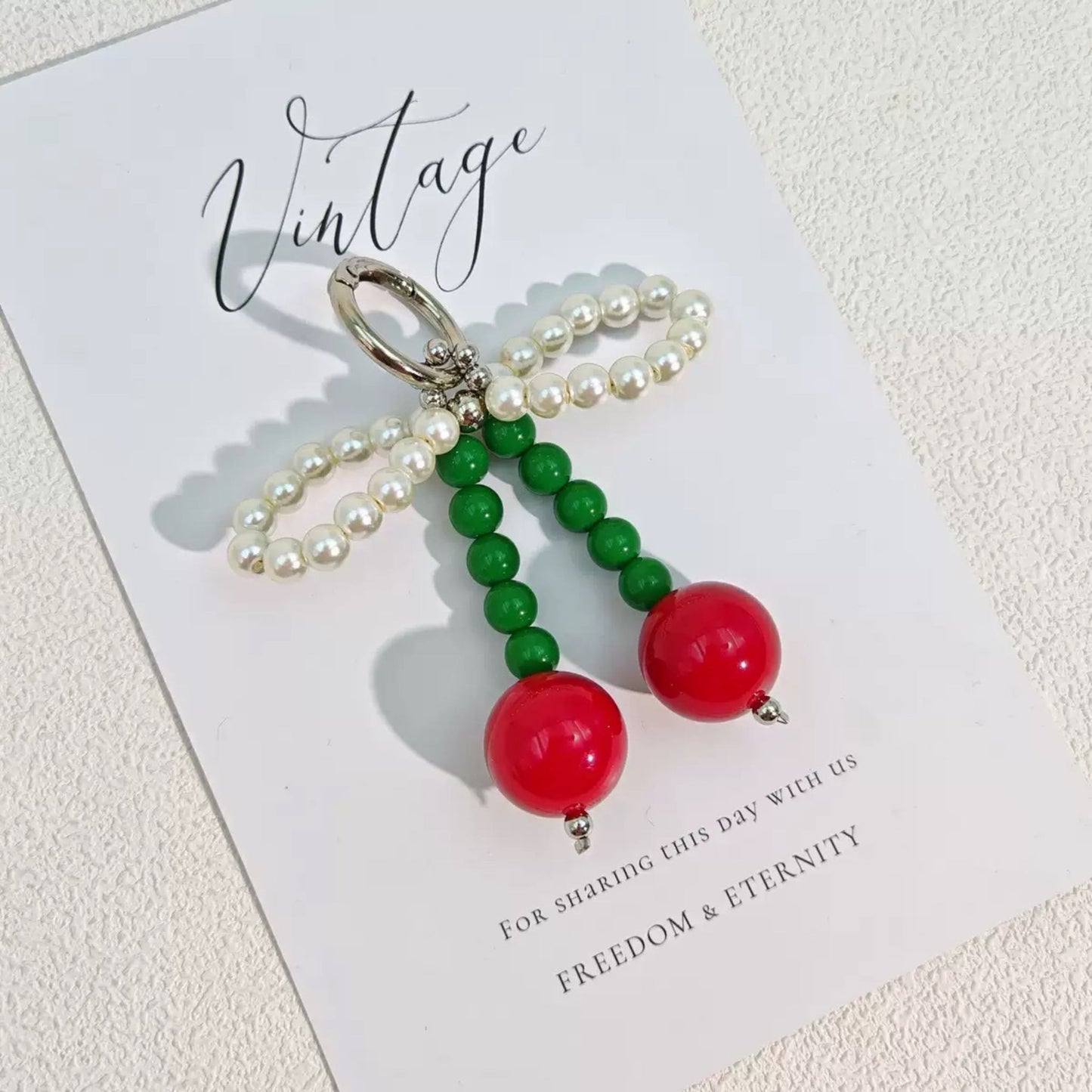 Cherry Pearl Bag Charm