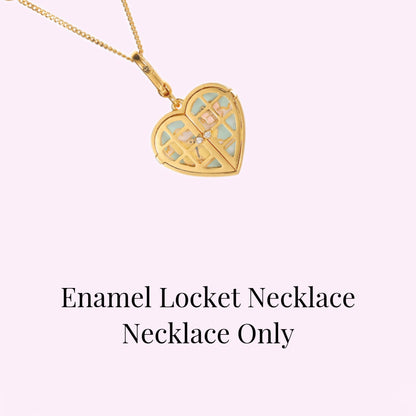 Twin Heart Enamel Locket Necklace