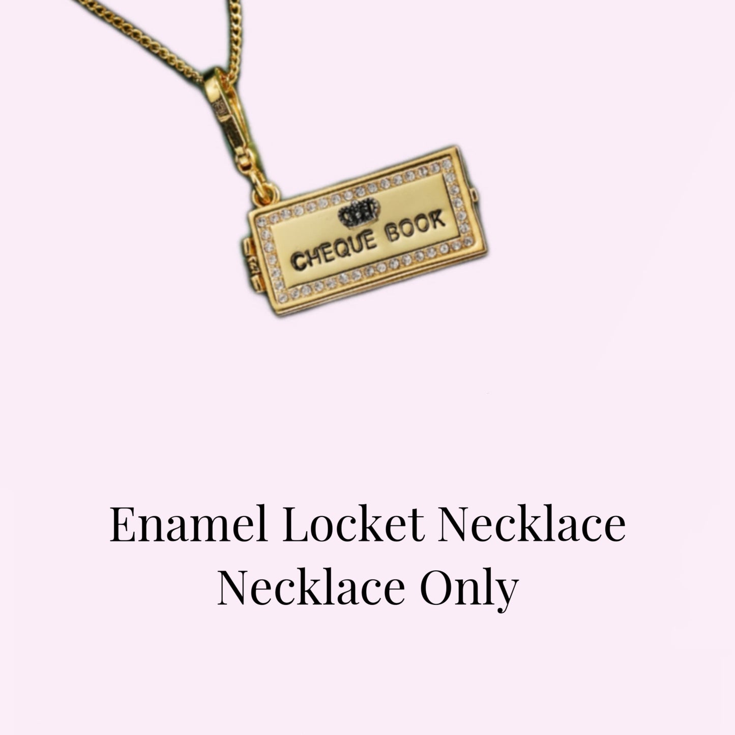 Cheque Book Enamel Locket Necklace