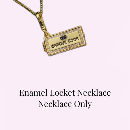 Cheque Book Enamel Locket Necklace