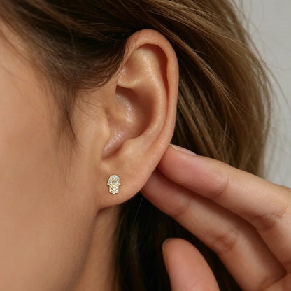 RareLucky Hamsa Hand S925 Stud Earrings